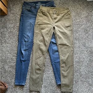 2 Pairs of Jeans, Green and and Blue